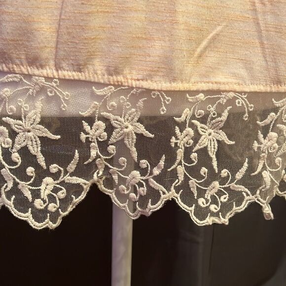 𝅺PAPERMOON Cream & Orange 3/4 Sleeve Top w/ Lace Hem, M - Picture 5 of 7